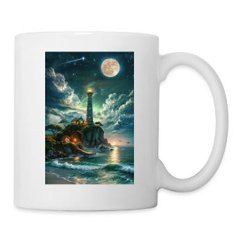 Le phare au clair de lune - Mug blanc - blanc - Droite