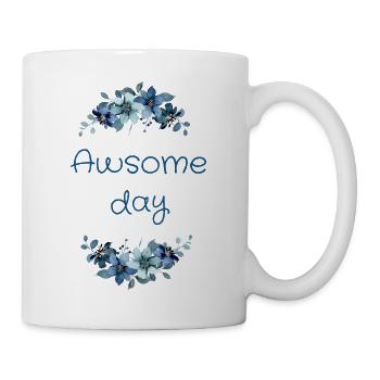 Awsome day (blue flowers) - Mug - white - Right