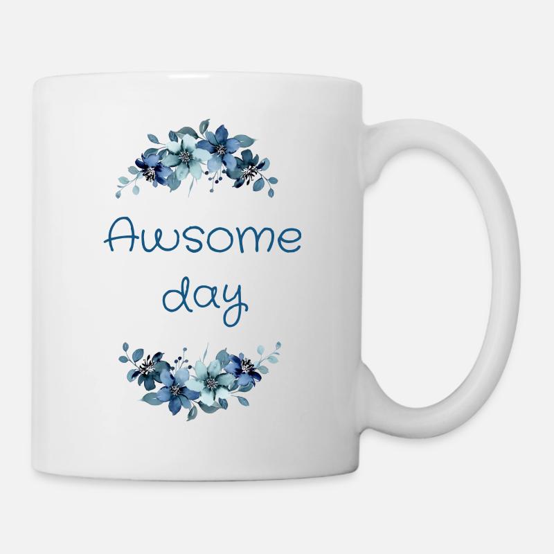 Awsome day (blue flowers) - Mug - white