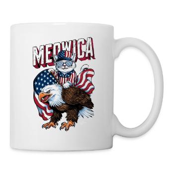 Chat patriotique Meowica et aigle 4 juillet chat - Mug blanc - blanc - Droite