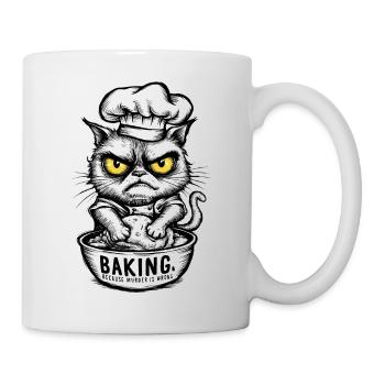 Baking Because Murder Is Wrong Sarcastic Cat - Mug - white - Right