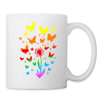 LGBT Blumen Frühling Schmetterlinge Natur - Tasse - Weiß - Rechts