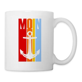 Moin - Guten Morgen - Nordsee - Ostsee - Anker - Tasse - Weiß - Rechts