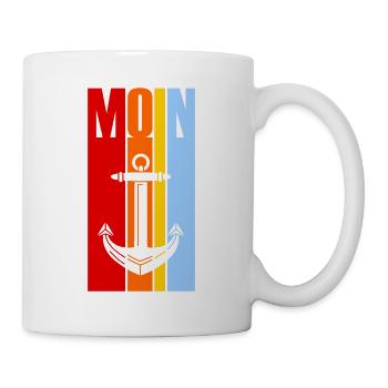 Moin - Guten Morgen - Nordsee - Ostsee - Anker - Tasse - Weiß - Rechts