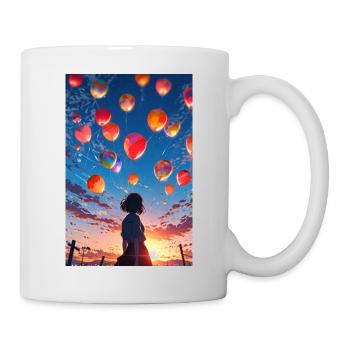 Mädchen mit Ballons - Tasse - Weiß - Rechts