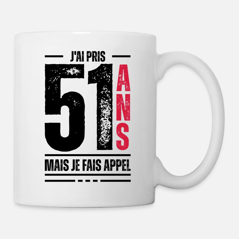 j ai 51 ans / t-shirt 51 ans / idée cadeau 51 ans - Mug blanc - blanc