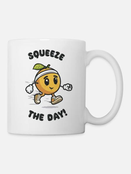 Joggende Zitrone - Squeeze the Day - Tasse - Weiß
