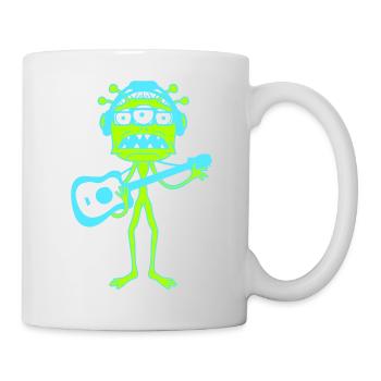 Cool Party Monster Alien Plays Guitar Music - Mug - white - Right
