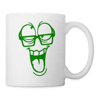 Crazy Face Horn-Rimmed Glasses Crazy Eyes Grimace - Mug - white - Right