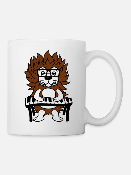 Süß Nerd Igel spielt Keyboard Klavier Brille Tier - Tasse - Weiß
