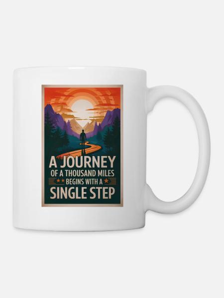A journey of a thousand miles begins with a single - Mug - white