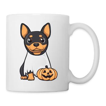 Dobermann Hund Halloween Comic Geist - Tasse - Weiß - Rechts