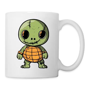 Schildkröte Halloween Lustig Zombie - Tasse - Weiß - Rechts
