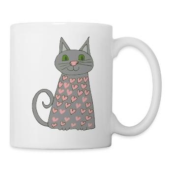 Cat with Hearts - Mug - white - Right