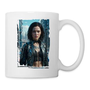 Porträt eines Sci-Fi-Cyberpunk-Mädchens - Tasse - Weiß - Rechts