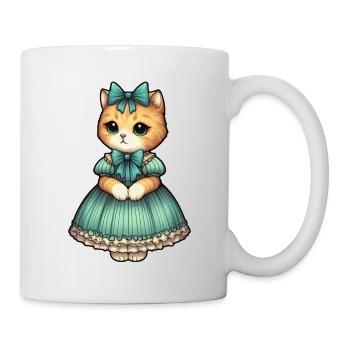 Vintage gekleidetes Kätzchen - Tasse - Weiß - Rechts