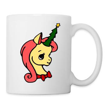 Mignonne licorne avec sapin pour Noël - Mug blanc - blanc - Droite