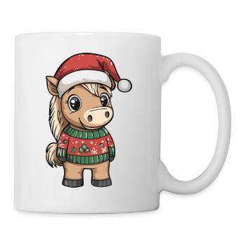 Pferd Weihnachten Comic - Tasse - Weiß - Rechts