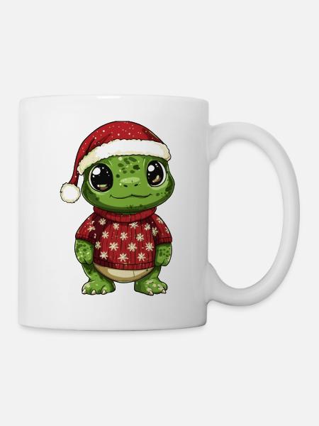 Schildkröte Weihnachten Comic - Tasse - Weiß