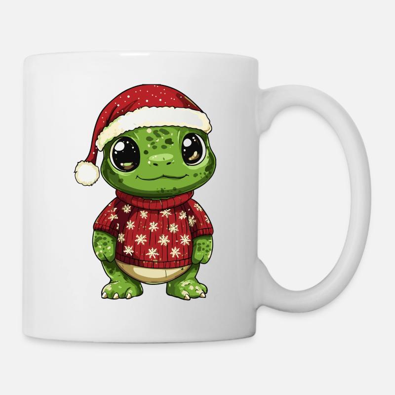 Schildkröte Weihnachten Comic - Tasse - Weiß