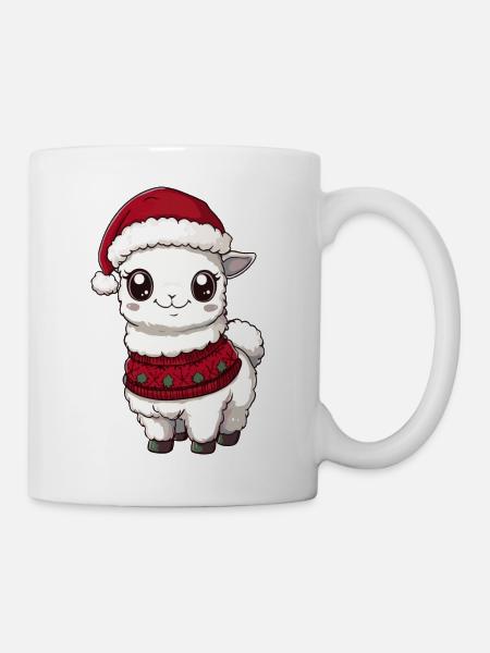 Bande dessinée de Noël Alpaga Llama - Mug blanc - blanc