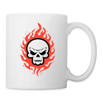 Crâne en flammes - Mug blanc - blanc - Droite