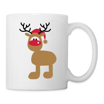 Elch mit Weihnachtsmütze - Tasse - Weiß - Rechts