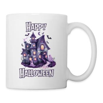 Halloween – Happy Halloween gruseliges Geisterhaus - Tasse - Weiß - Rechts