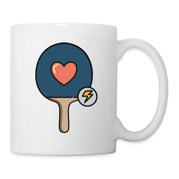 T-shirt de raquette de tennis de table avec coeur style bande dessinée - Mug blanc - blanc - Droite
