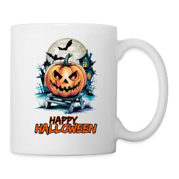 Happy Halloween with Spooky House & Jack-o'-lanterns - Mug - white - Right