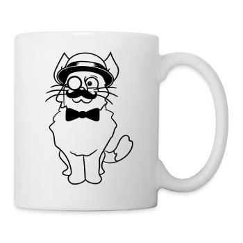Sir Cat Gentleman Chapeau Costume Monocle Riche M. - Mug blanc - blanc - Droite