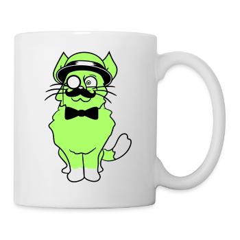 Sir Cat Gentleman Chapeau Costume Monocle Riche M. - Mug blanc - blanc - Droite