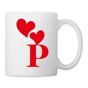 Buchstabe p rotes Herz - Tasse - Weiß - Rechts