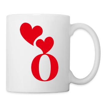 Buchstabe o rotes Herz - Tasse - Weiß - Rechts