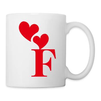 Lettre f cœur rouge - Mug blanc - blanc - Droite