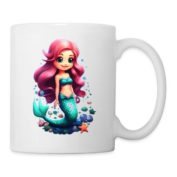 Adorable sirène chibi aux cheveux roses - Mug blanc - blanc - Droite