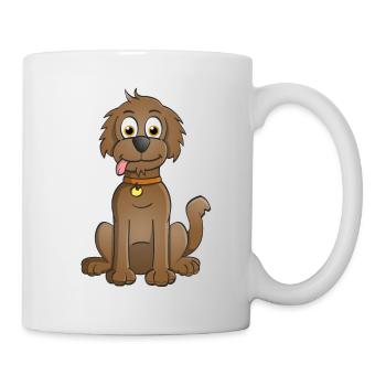 Image of a brown dog in cartoon style - Mug - white - Right