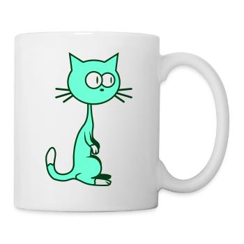 Neugierige Katze Guckt Lustig Ulkig Albern Komisch - Tasse - Weiß - Rechts