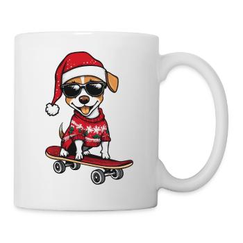 Jack Russell Terrier Chien Noël Skateboard - Mug blanc - blanc - Droite