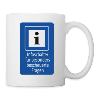 Infoschalter Fragen Humor Lustige Sprüche - Tasse - Weiß - Rechts
