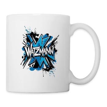 Watzmann Graffiti in Blau - Design für Trendsetter - Tasse - Weiß - Rechts