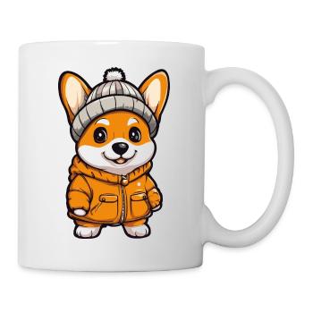 Chien Corgi Hiver - Mug blanc - blanc - Droite