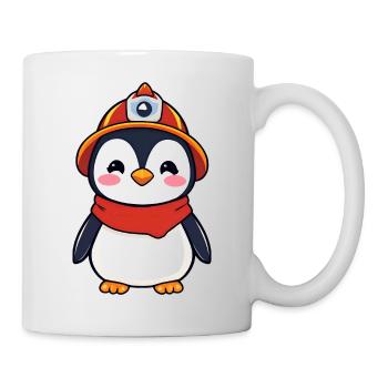 Held Pinguin Feuerwehrmann - Tasse - Weiß - Rechts