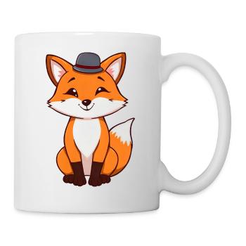 Cheeky Fox with Hat Waiting for Adventure - Mug - white - Right