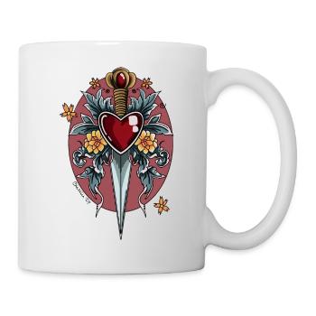 Herz | Dolch | Tattoo Art | Old school - Tasse - Weiß - Rechts