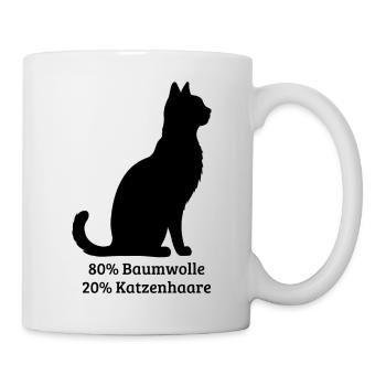 Schwarze Katze - 80 % Baumwolle 20 % Katzenhaare - Tasse - Weiß - Rechts