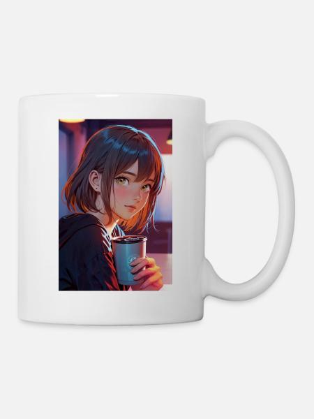 "Anime Girl Design – Ästhetisches Manga-Motiv für - Tasse - Weiß