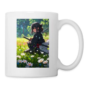 Samurai Anime Girl – La tradition rencontre l’élégance - Mug blanc - blanc - Droite