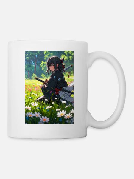 Samurai Anime Girl – Tradition trifft auf Eleganz - Tasse - Weiß