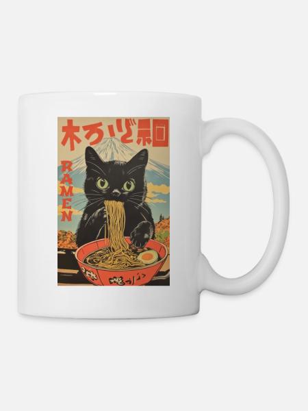 Drôle de chat Ramen Japonais Japon Amoureux - Mug blanc - blanc